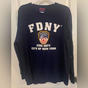 FDNY Long Sleeve T-shirt Sz L Navy Blue Officially Licensed  Color Shield Logo